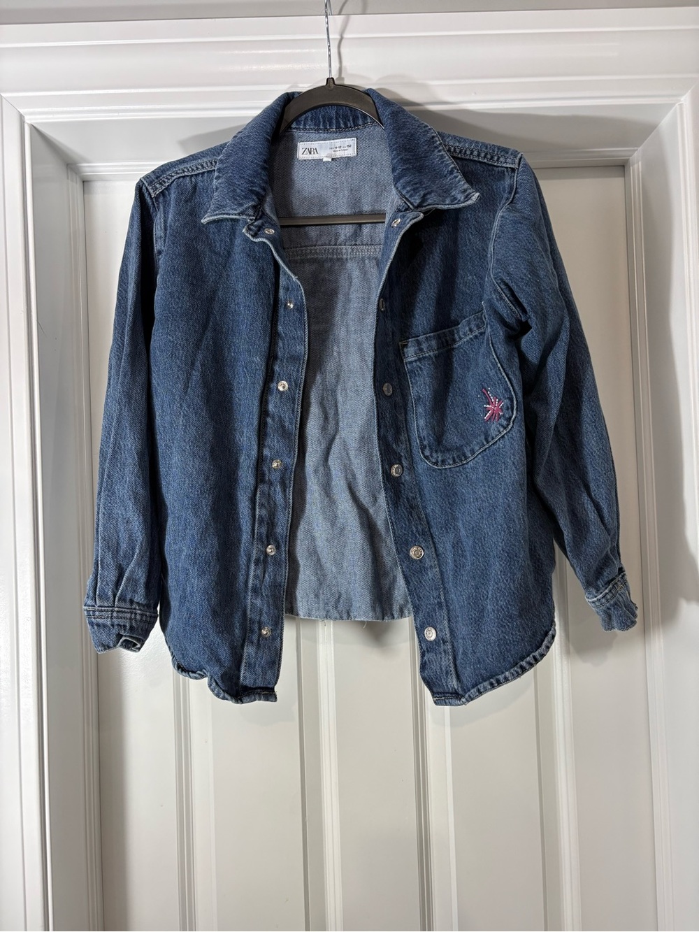 Zara Blue Denim Snap-Front Jacket